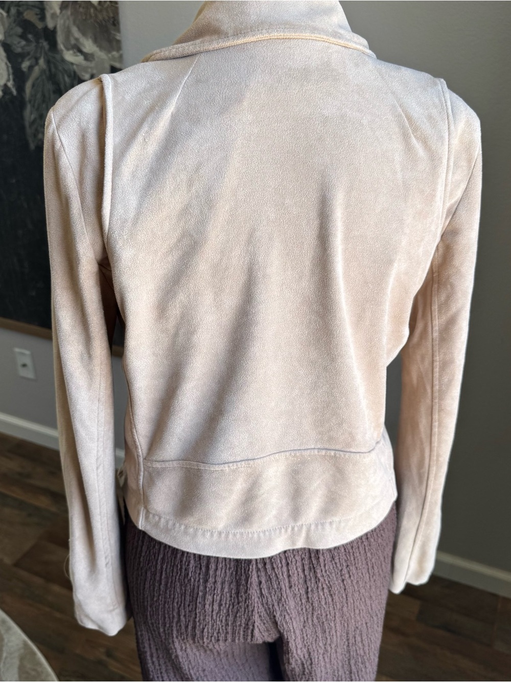Vici Light Beige Suede Moto Jacket - Picture 4 of 6
